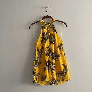 Japna Size S Yellow Floral Halter Tank